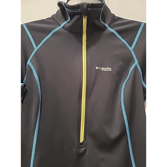 Columbia Half Zip Omni-wick Titanium Fitted Running Cycling Shirt Black Sz S - Picture 2 of 9